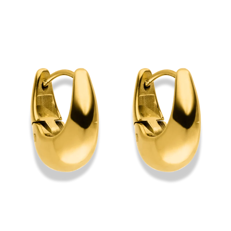 Oval Chunky Hoop Ohrringe 14K Vergoldet