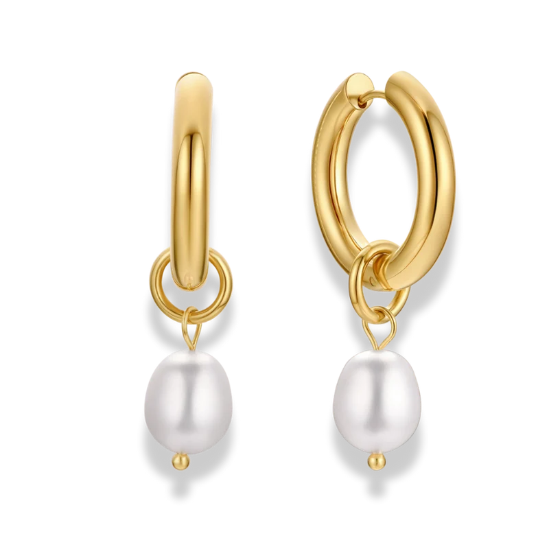 Everyday Bold Pearl Huggie Ohrringe 14K Vergoldet