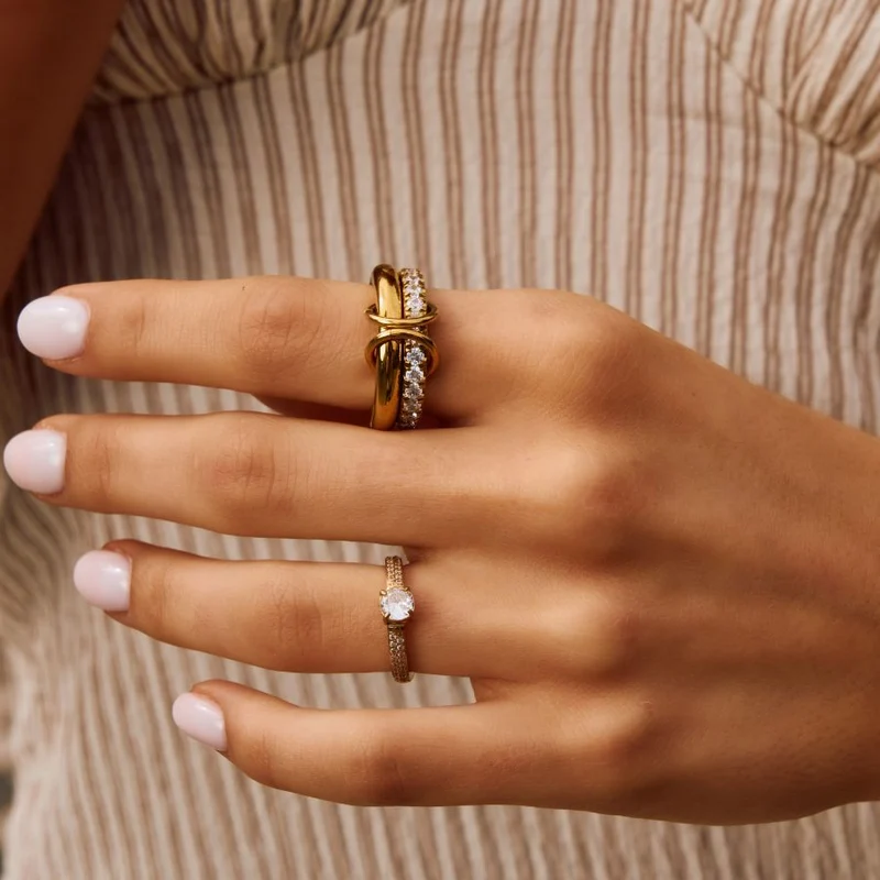 Pave Infinity Flow Ring 18K Vergoldet