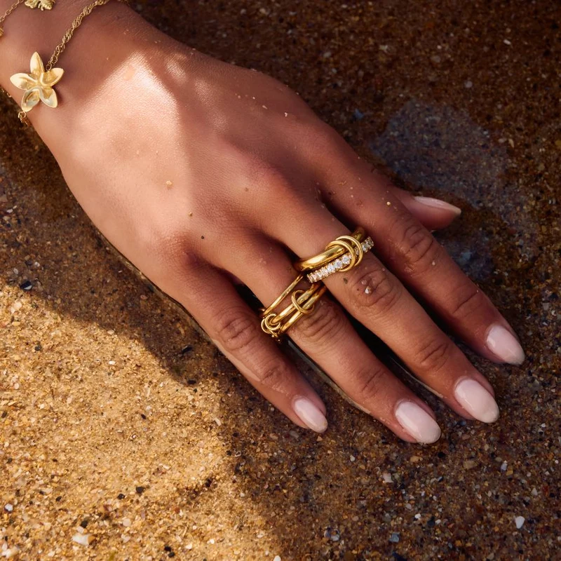 Double Infinity Flow Ring 18K Vergoldet