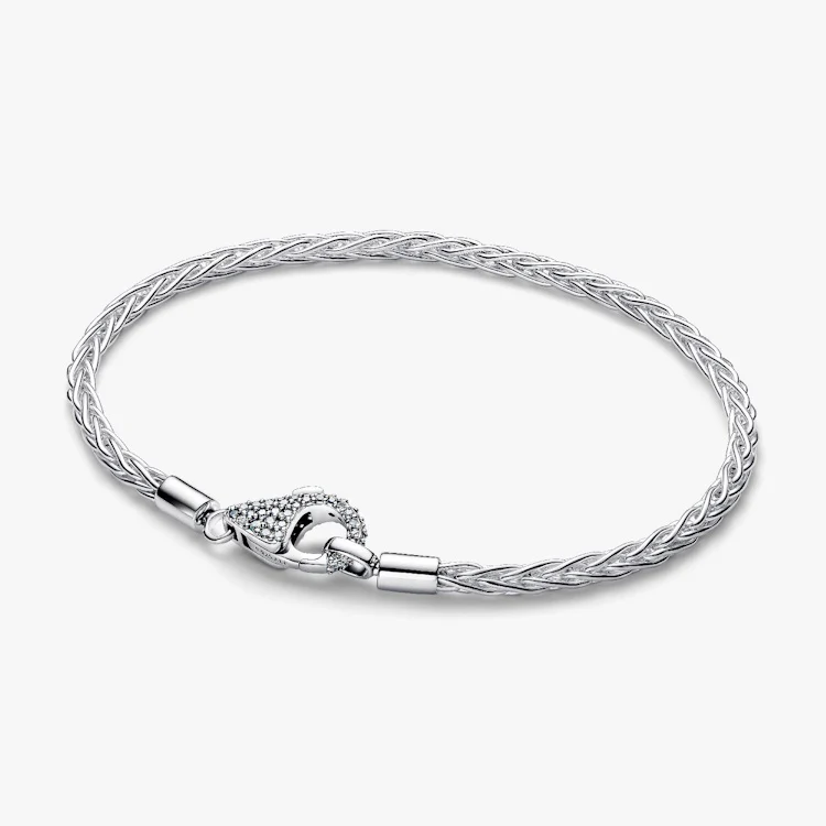 Pave Clasp Foxtail Chain Charm Bracelet, 19cm