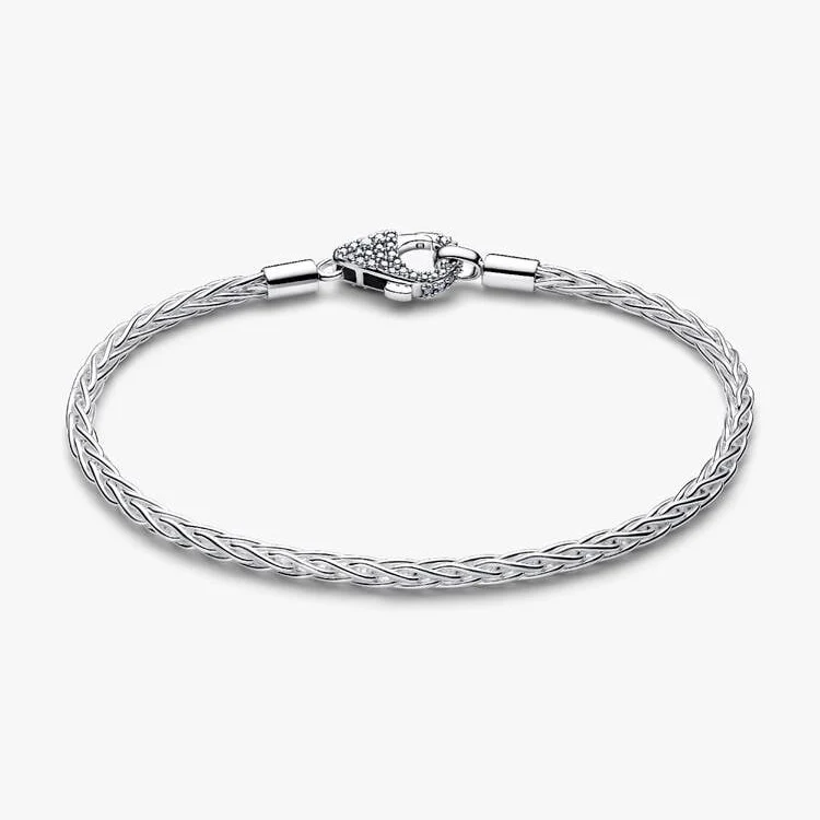 Pave Clasp Foxtail Chain Charm Bracelet, 19cm