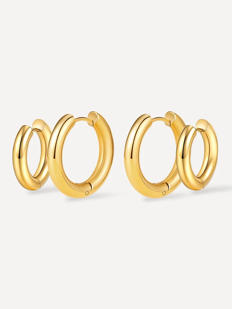 Smooth & Glossy Hoops Ohrringe Set