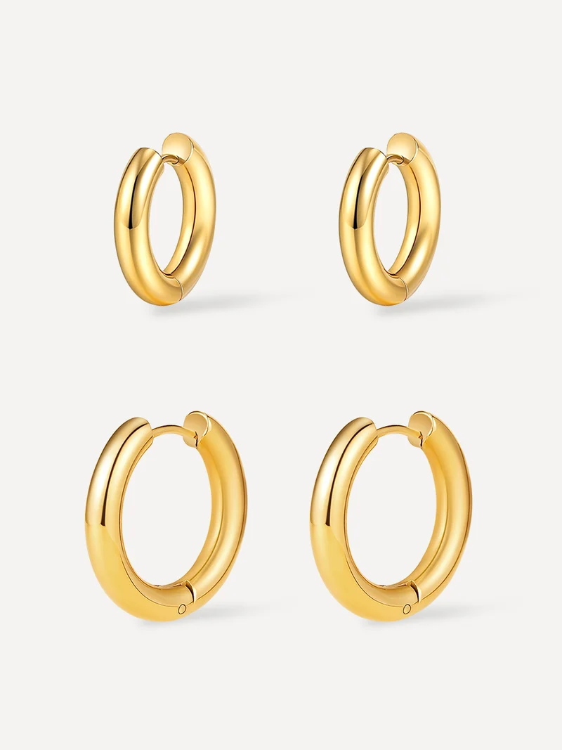 Smooth & Glossy Hoops Ohrringe Set