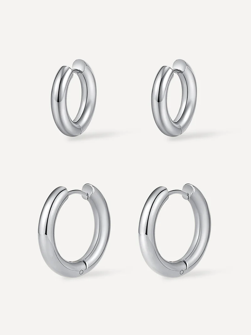 Smooth & Glossy Hoops Ohrringe Set