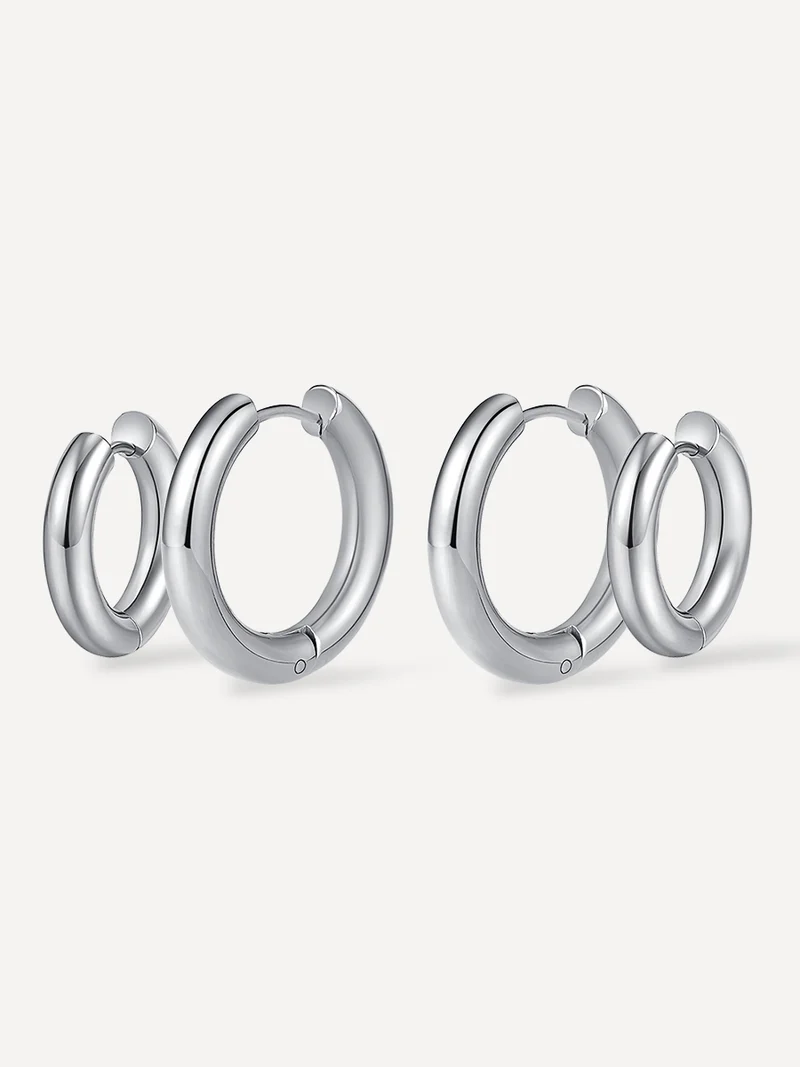 Smooth & Glossy Hoops Ohrringe Set