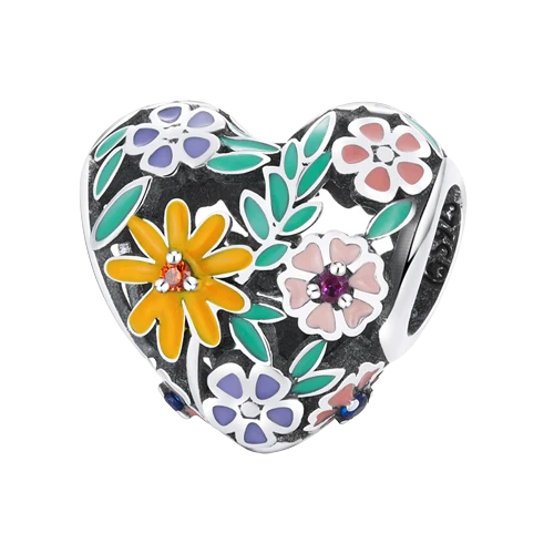 Flower Power Heart Charm | CZ EN