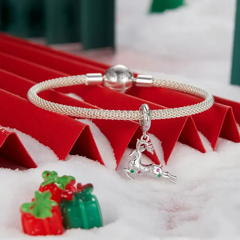 Beautiful Reindeer Dangle Charm | CZ