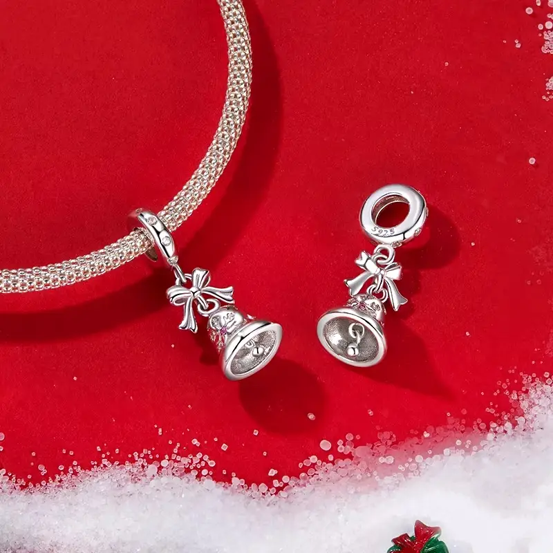 Petite Christmas Bell Dangle Charm | CZ