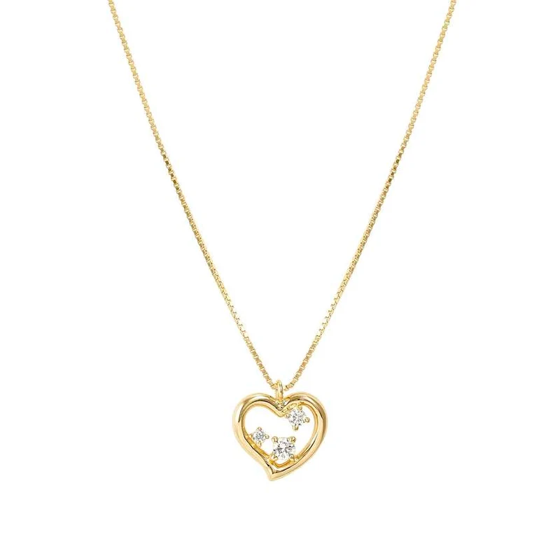 Dreams Beats Heart Necklace in Gold with CZ