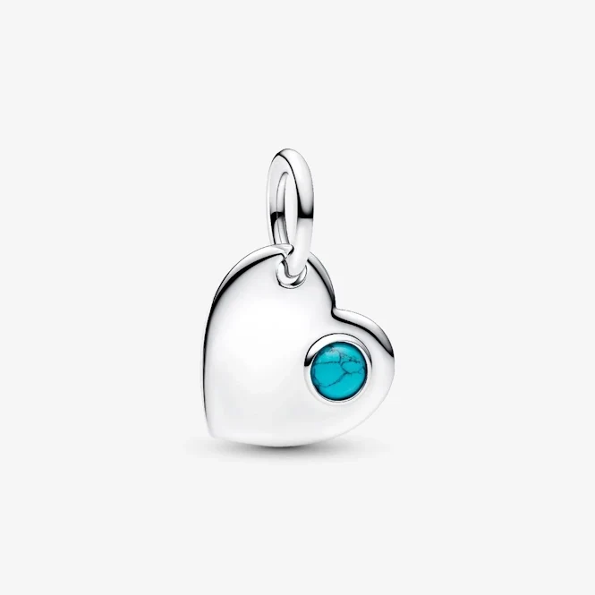 December Birthstone Engravable Heart Dangle Charms