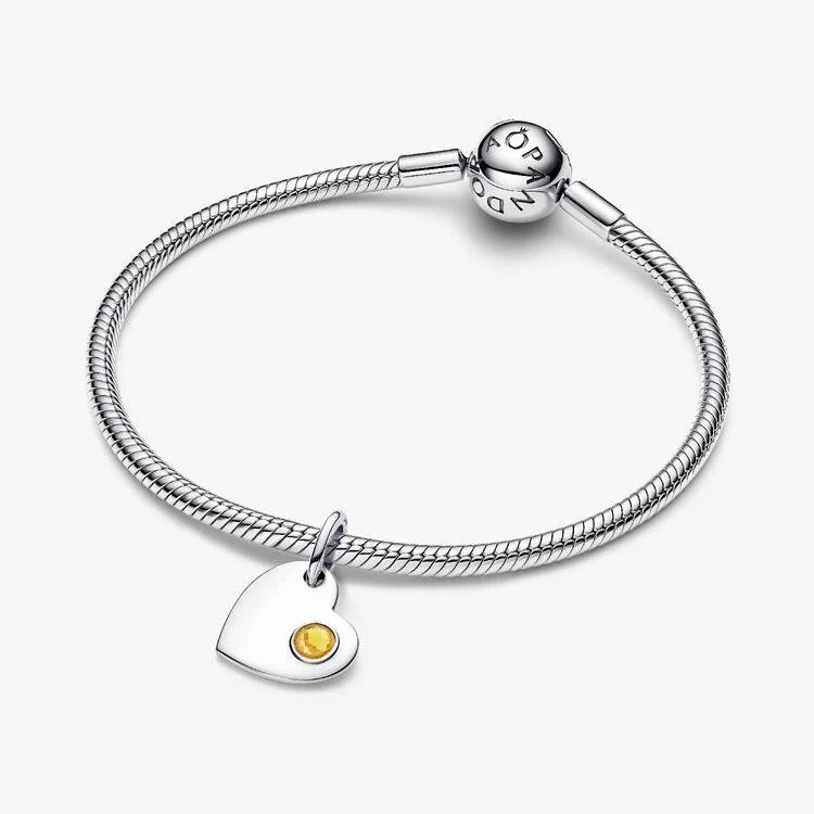 November Birthstone Engravable Heart Dangle Charms