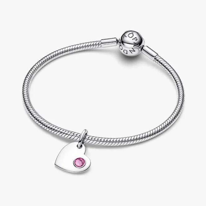 October Birthstone Engravable Heart Dangle Charms