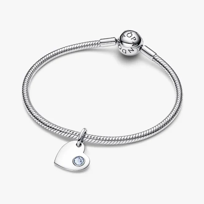 March Birthstone Engravable Heart Dangle Charms