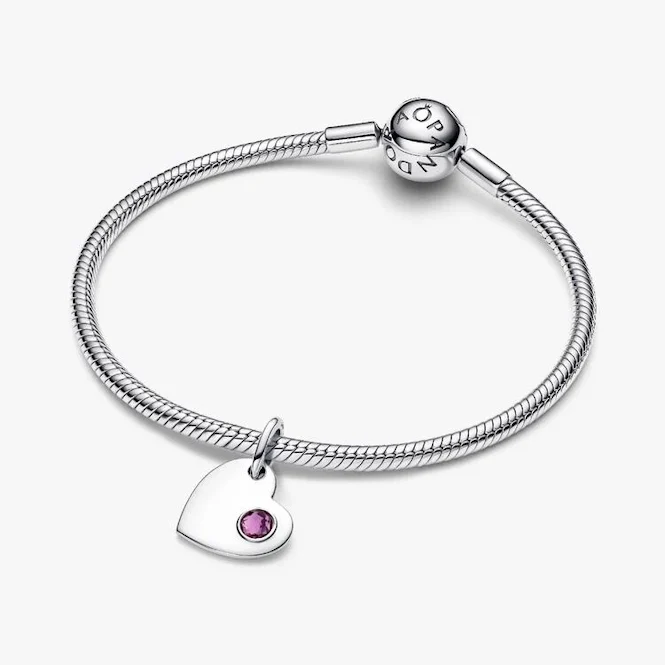February Birthstone Engravable Heart Dangle Charms