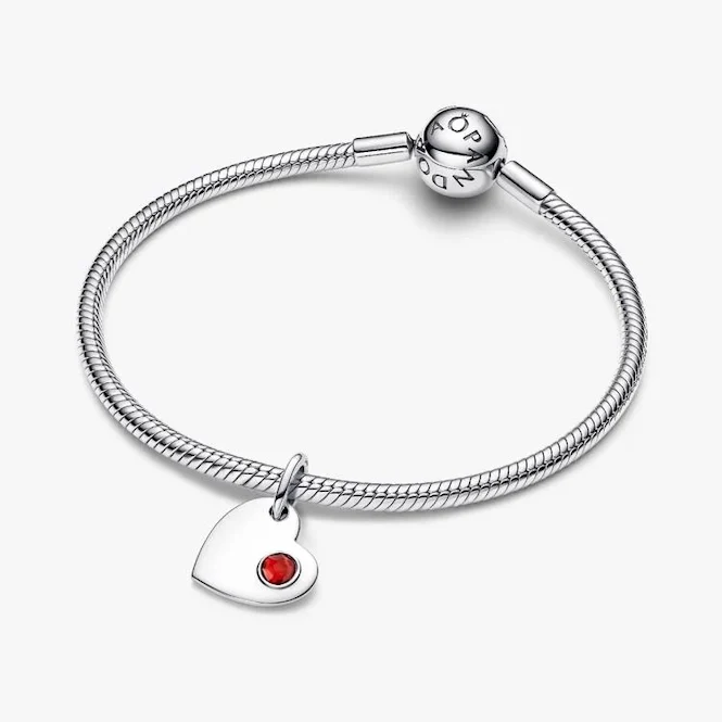 January Birthstone Engravable Heart Dangle Charms