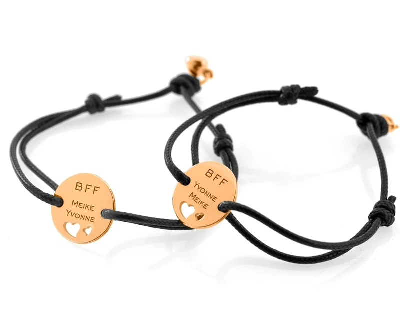 ZWEI PARTNERARMBÄNDER GRAVUR FREUNDINNEN ARMBAND PERSONALISIERTER SCHMUCK