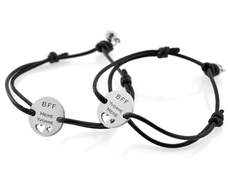 FREUNDSCHAFTSARMBÄNDER MIT GRAVUR GESCHENK BEST FRIENDS 925 SILBER ARMBAND