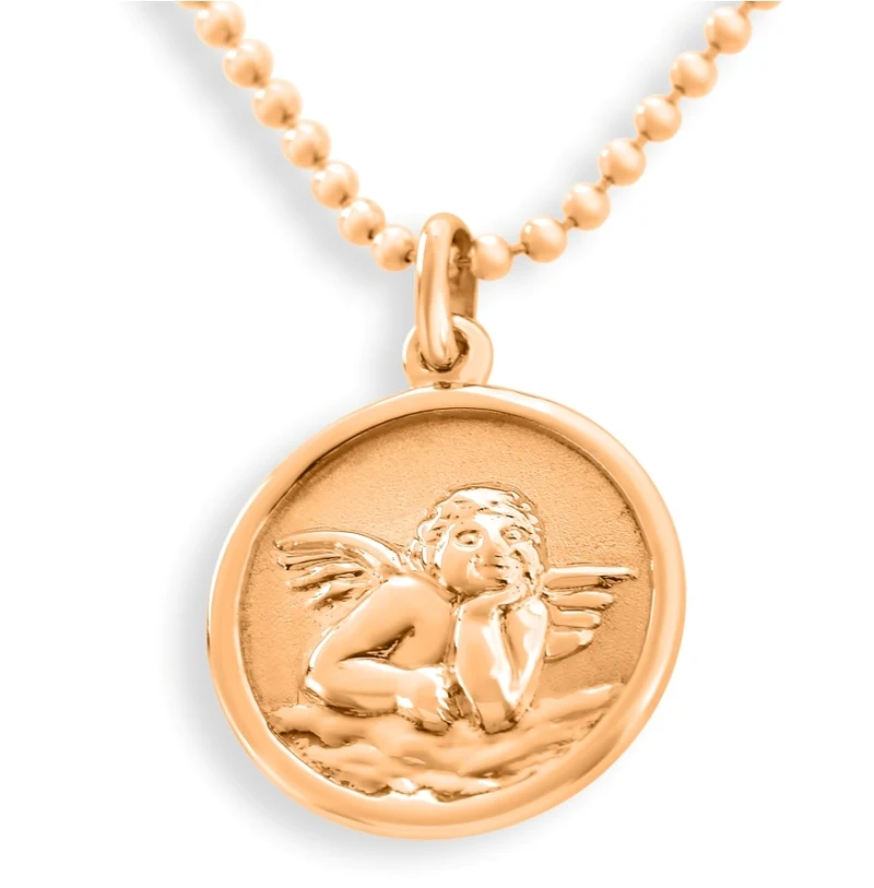 KETTE ROSÉ VERGOLDET MIT ENGEL, SCHUTZENGEL KETTE, TAUFGESCHENK