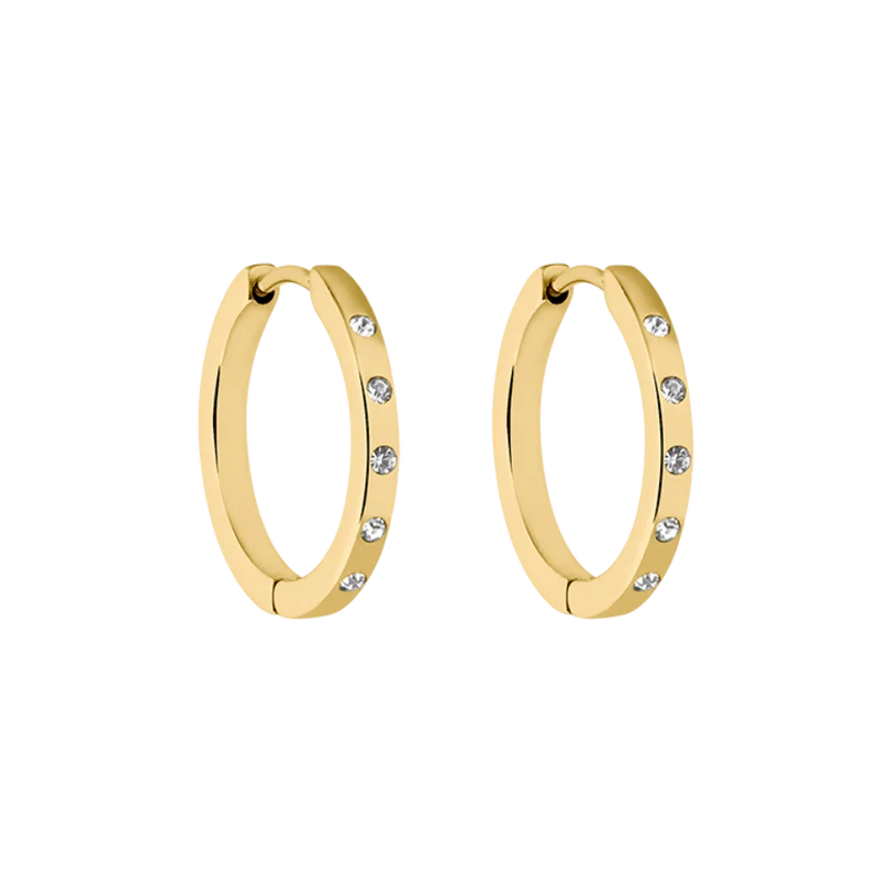 Timeless Stone Huggie Ohrringe 18K Vergoldet