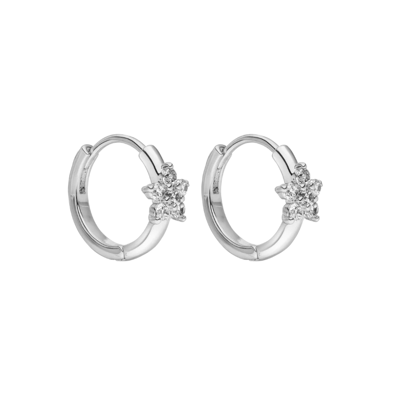 Simple Flower Huggie Ohrringe 18K Vergoldet