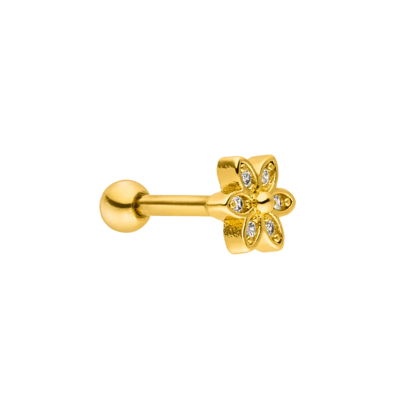 Flower Ohr Piercing 18K Vergoldet