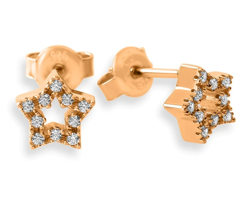 OHRSTECKER STERN, OHRSCHMUCK ROSÉ VERGOLDET STERNE