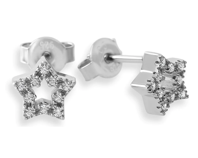 OHRSTECKER STERN MASSIV, OHRSCHMUCK SILBER STERN ZIRKONIA