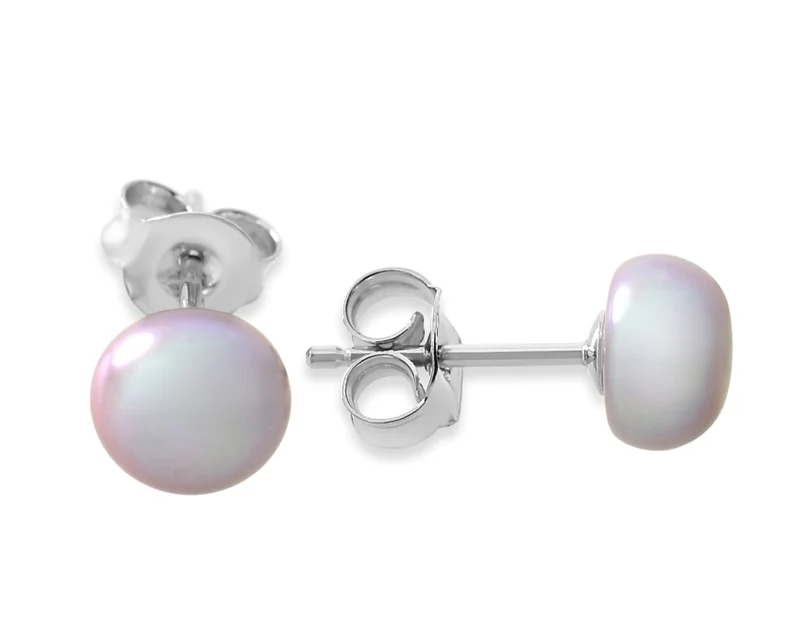 PERLEN OHRSTECKER FLIEDER, OHRSCHMUCK, SÜßWASSERPERLE FLIEDER