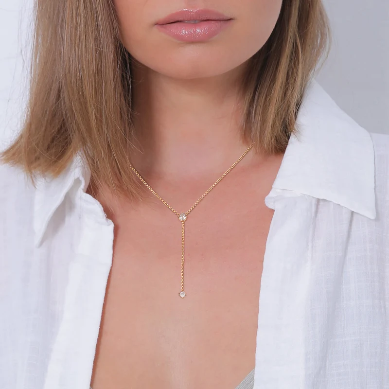 Y-Kette | Zirkonia (Weiß)