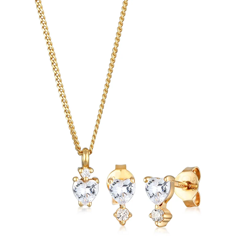 Schmuckset Herz | Zirkonia (Rot)