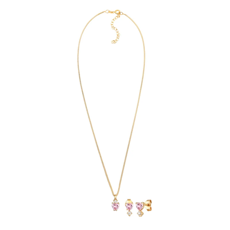 Schmuckset Herz | Zirkonia (Rot)