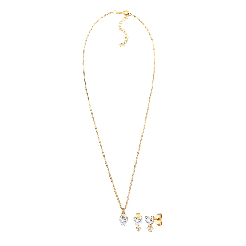Schmuckset Herz | Zirkonia (Rot)