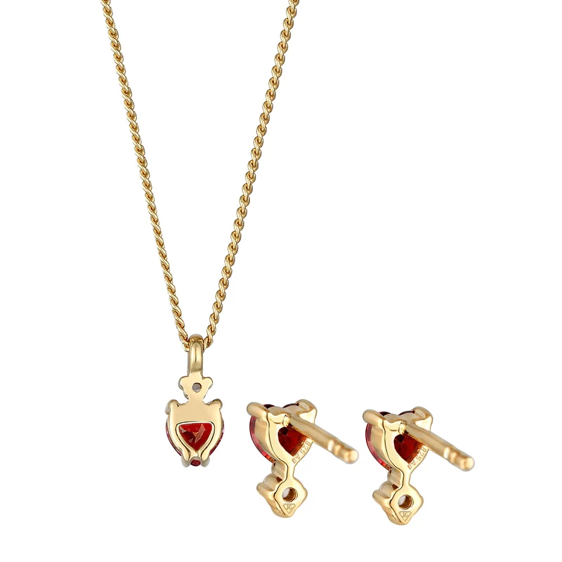 Schmuckset Herz | Zirkonia (Rot)