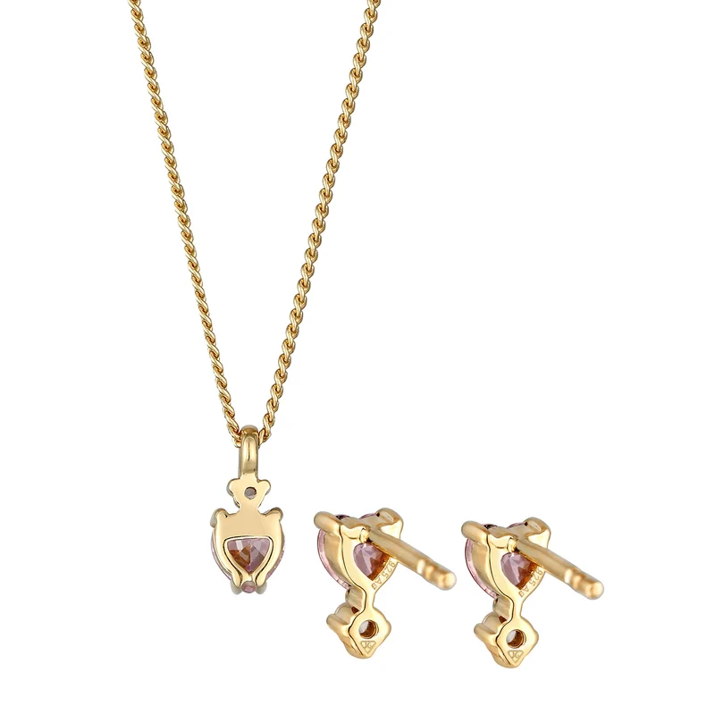 Schmuckset Herz | Zirkonia (Rot)