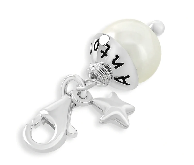NAME PERLE, CHARM 925 SILBER MIT GRAVUR, STERN ANHÄNGER