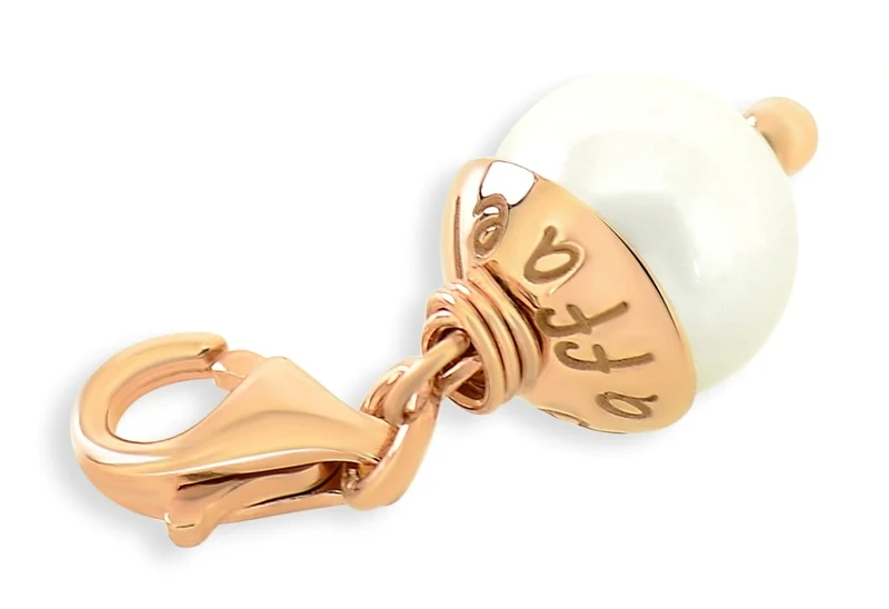 CHARM PERLE MIT GRAVUR, ROSÉ VERGOLDET, GESCHENK ZUR HOCHZEIT