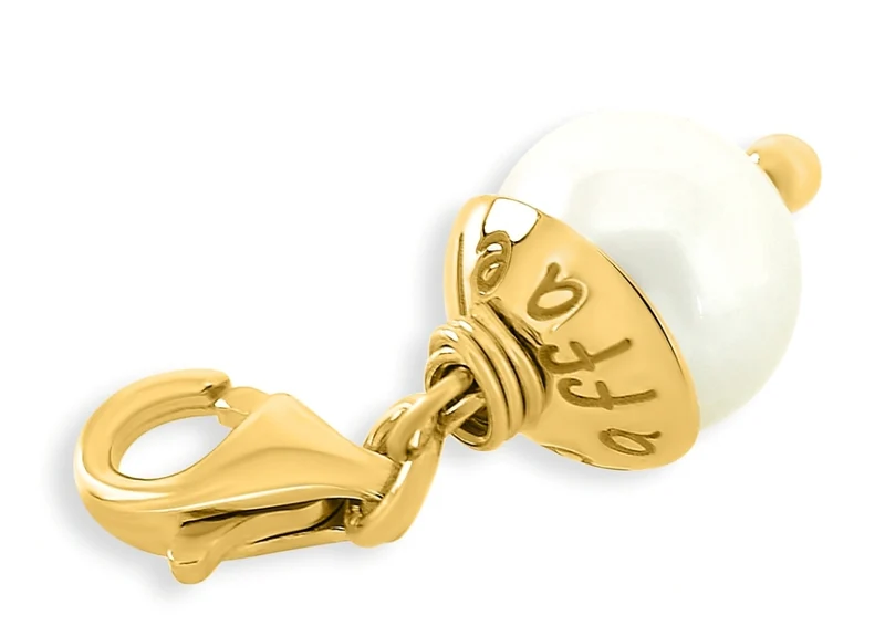 NAME PERLE, CHARM VERGOLDET, PERLE MIT GRAVUR, GESCHENK ZUR TAUFE
