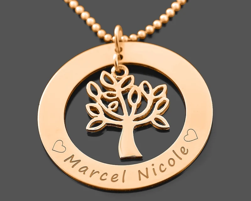DAMEN HALSKETTE MIT BAUM DES LEBENS NAMENSSCHMUCK PERSONALISIERBAR OMA GESCHENK