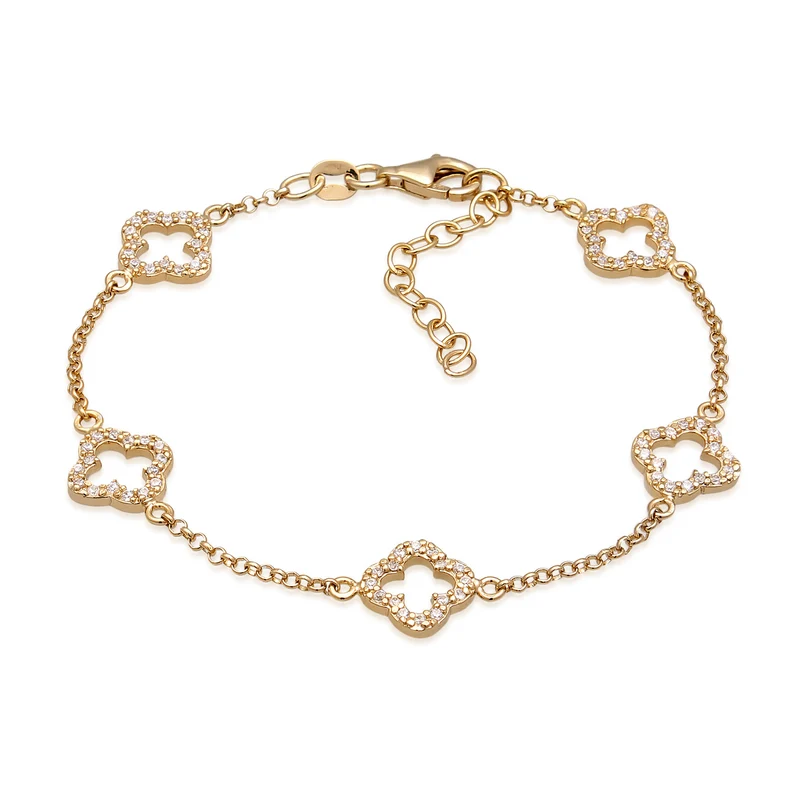 Pavé Clover Ohrstecker & Armband Schmuck Set