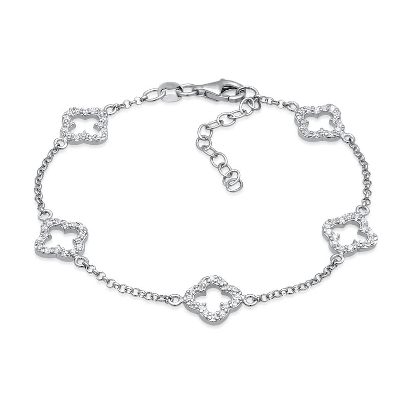 Armband Kleeblatt | Zirkonia (Weiß)