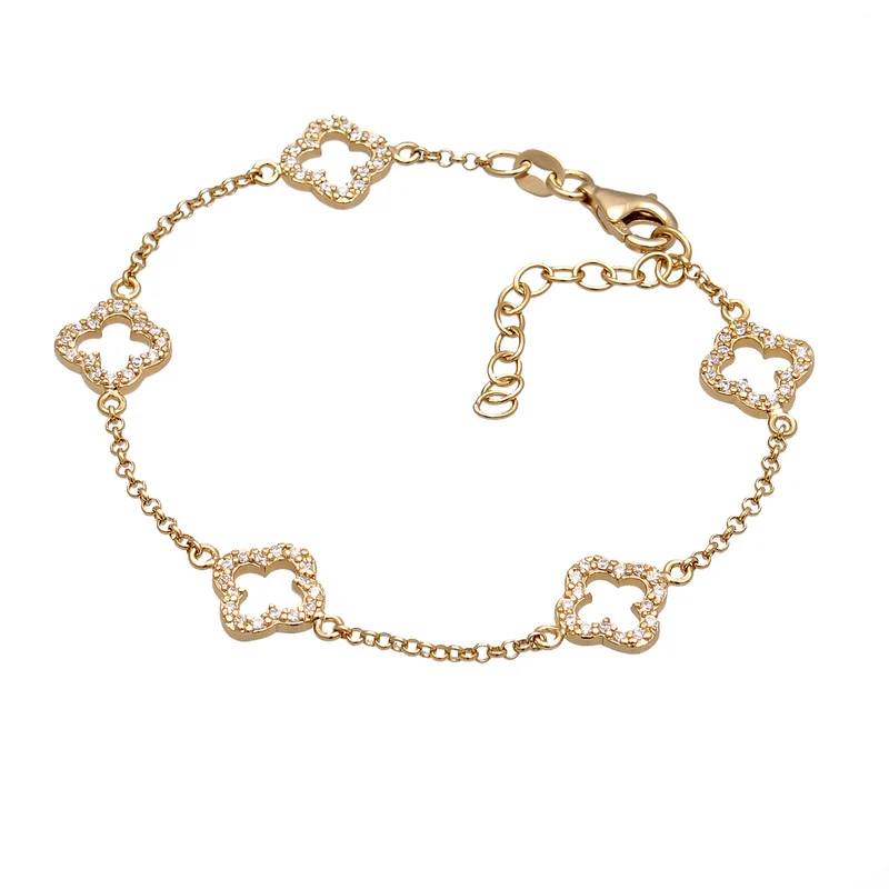 Armband Kleeblatt | Zirkonia (Weiß)