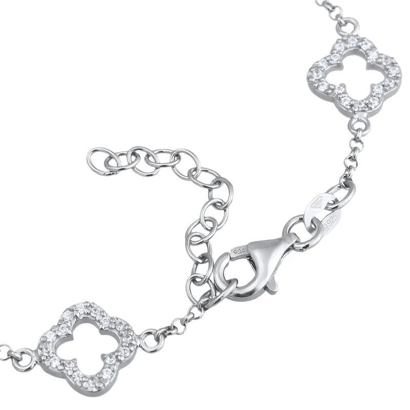 Armband Kleeblatt | Zirkonia (Weiß)