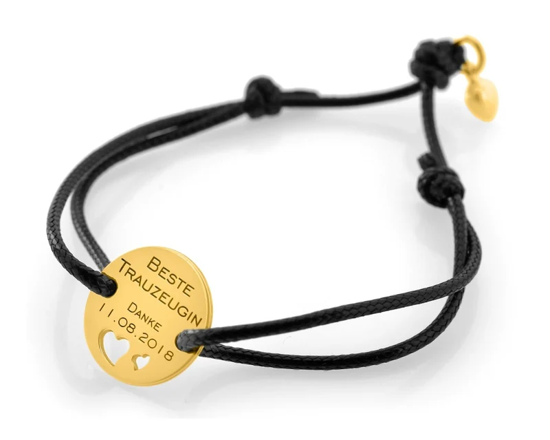 ARMBAND TRAUZEUGIN BAUMWOLLBAND MIT WUNSCHGRAVUR VERGOLDET