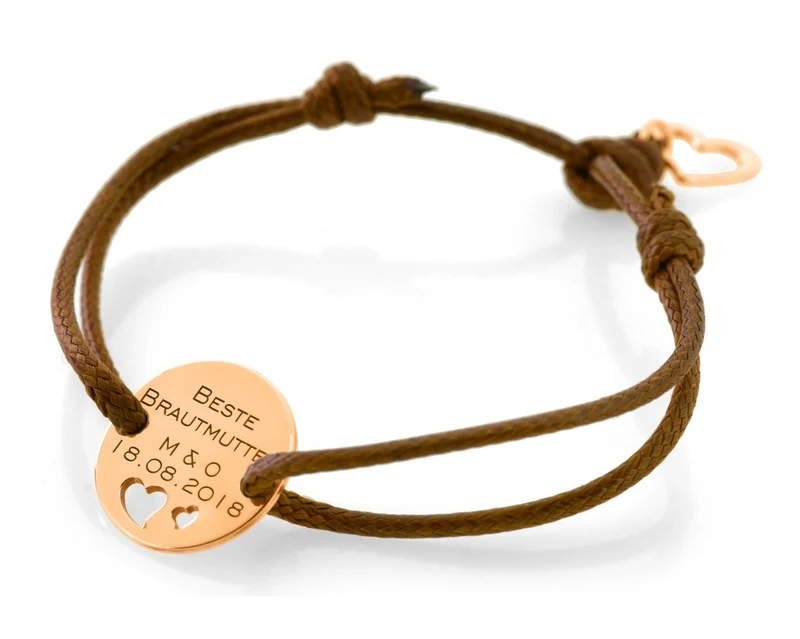 ARMBAND ZUR HOCHZEIT ONLINE, NAMENSCHMUCK BRAUTMUTTER, ROSÉ VERGOLDET