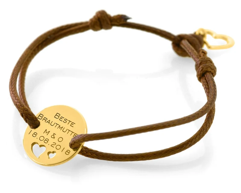 GESCHENK FÜR DIE BRAUTMUTTER, ARMBAND MIT GRAVUR VERGOLDET