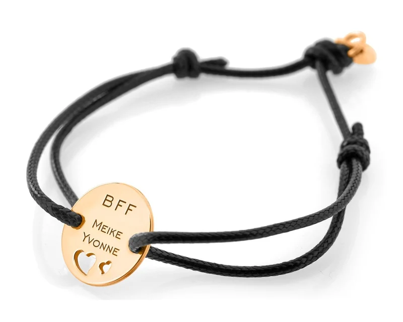 ELEGANTES BAUMWOLLARMBAND MIT GRAVUR BEST FRIENDS NAMENSARMBAND ROSÉ