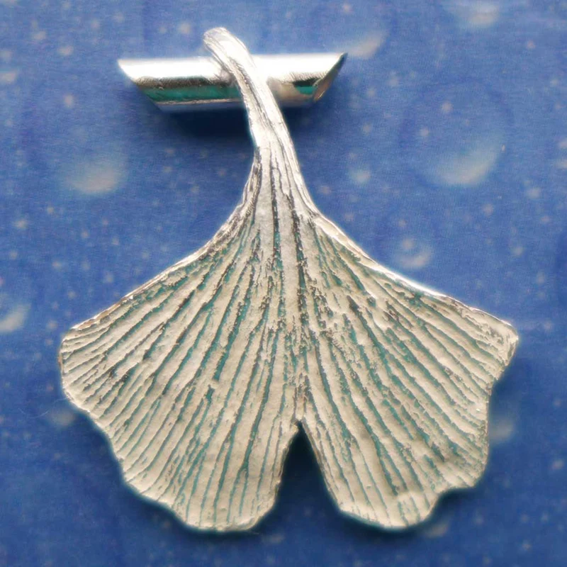 Ginkgo Blatt Anhänger Silber s
