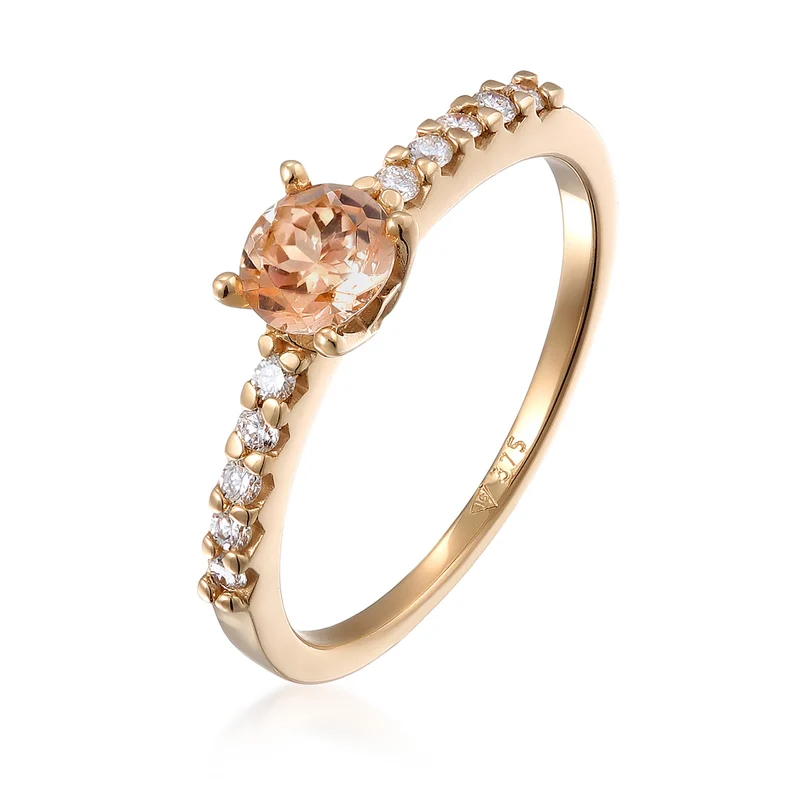 Verlobungsring | Morganit (Pfirsich), Diamanten (0.04 ct)