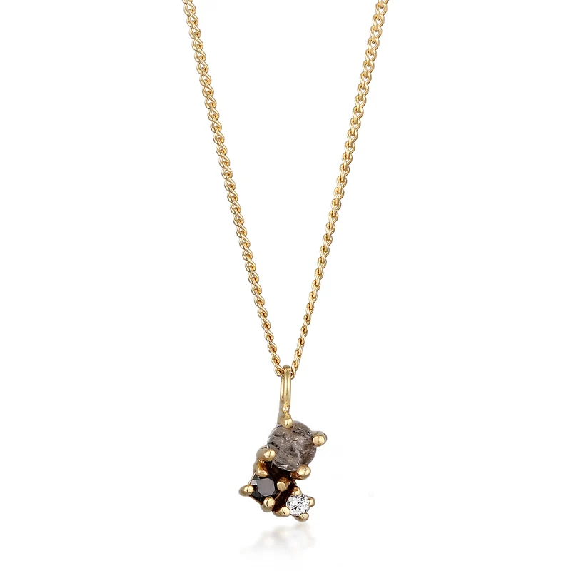 Halskette Anhänger | Quartz & Topas & Diamant (Schwarz, 0.006 ct)